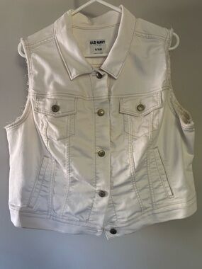 Old Navy White Sleeveless Denim Vest